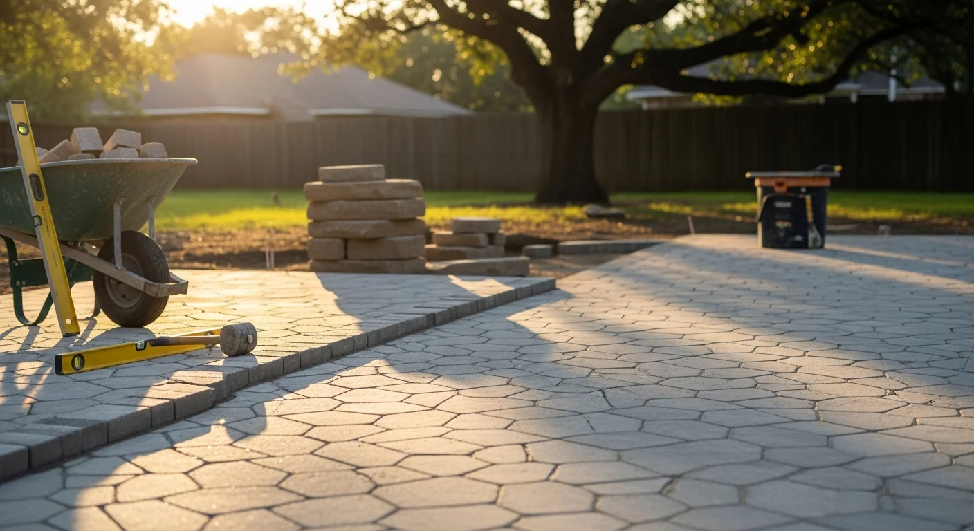 Paver patio installation in Dallas backyard